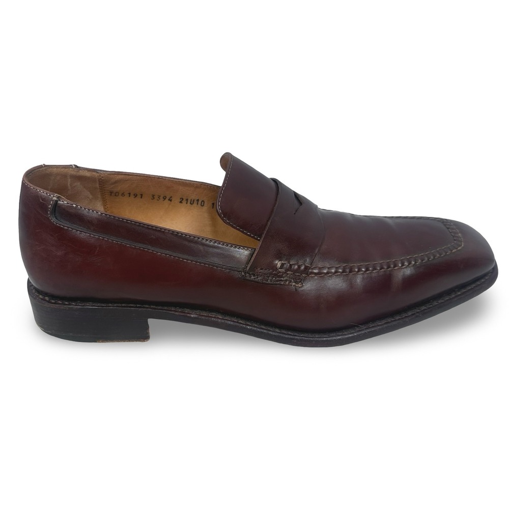 Salvatore Ferragamo‎ Tramezza Mens 10 D Burgundy Leather Penny Loafers Italy